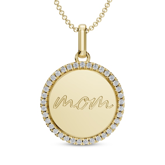 "Mom" Diamond Necklace 1/5 ct tw Sterling Silver with 10K Yellow Gold Plate 18"