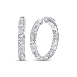 Diamond Inside-Out Hoop Earrings 1-7/8 ct tw 14K White Gold 22mm