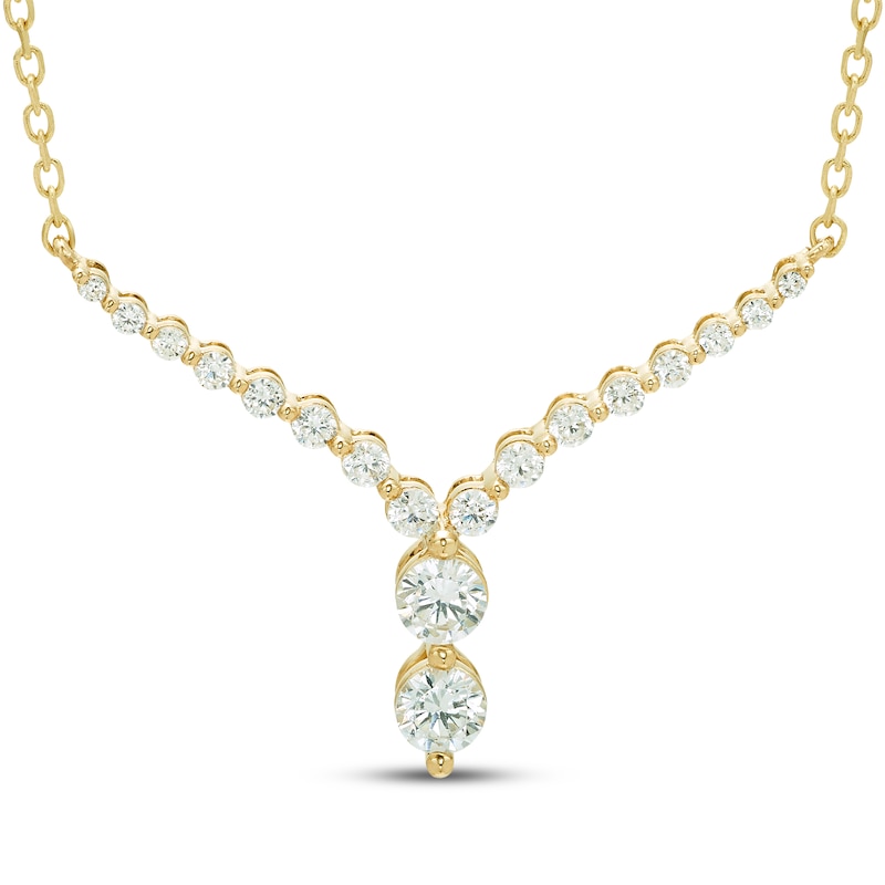 Main Image 1 of Our Story Together Diamond Chevron Necklace 1/2 ct tw 10K Yellow Gold 18&quot;