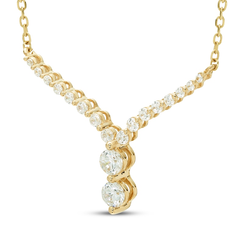 Main Image 2 of Our Story Together Diamond Chevron Necklace 1/2 ct tw 10K Yellow Gold 18&quot;