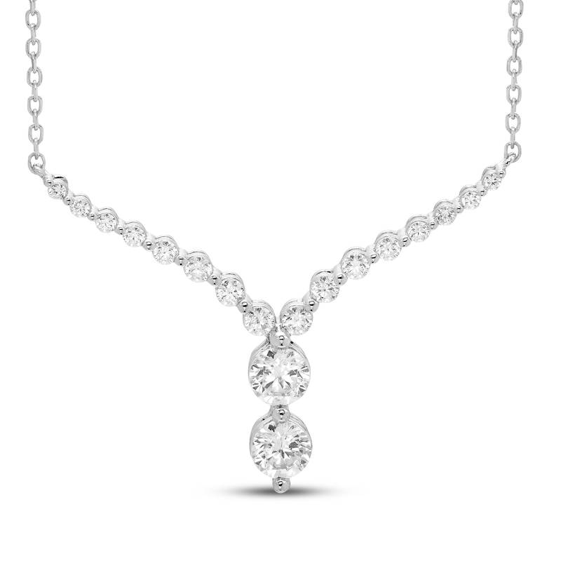 Main Image 1 of Our Story Together Diamond Chevron Necklace 1 ct tw 10K White Gold 18&quot;