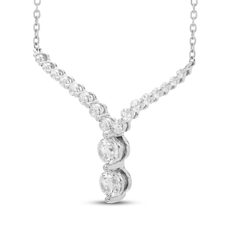 Main Image 2 of Our Story Together Diamond Chevron Necklace 1 ct tw 10K White Gold 18&quot;