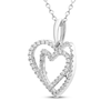 Thumbnail Image 2 of Believe in Love Diamond Double Heart Necklace 1/4 ct tw Sterling Silver 18&quot;