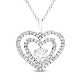 Believe in Love Diamond Double Heart Necklace 1 ct tw 10K White Gold 18&quot;