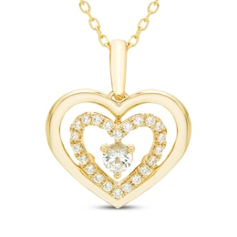 Believe in Love Diamond Double Heart Necklace 1/8 ct tw 10K Yellow Gold 18&quot;