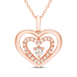 Believe in Love Diamond Double Heart Necklace 1/2 ct tw 10K Rose Gold 18&quot;