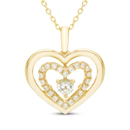 Believe in Love Diamond Double Heart Necklace 1/2 ct tw 10K Yellow Gold 18&quot;
