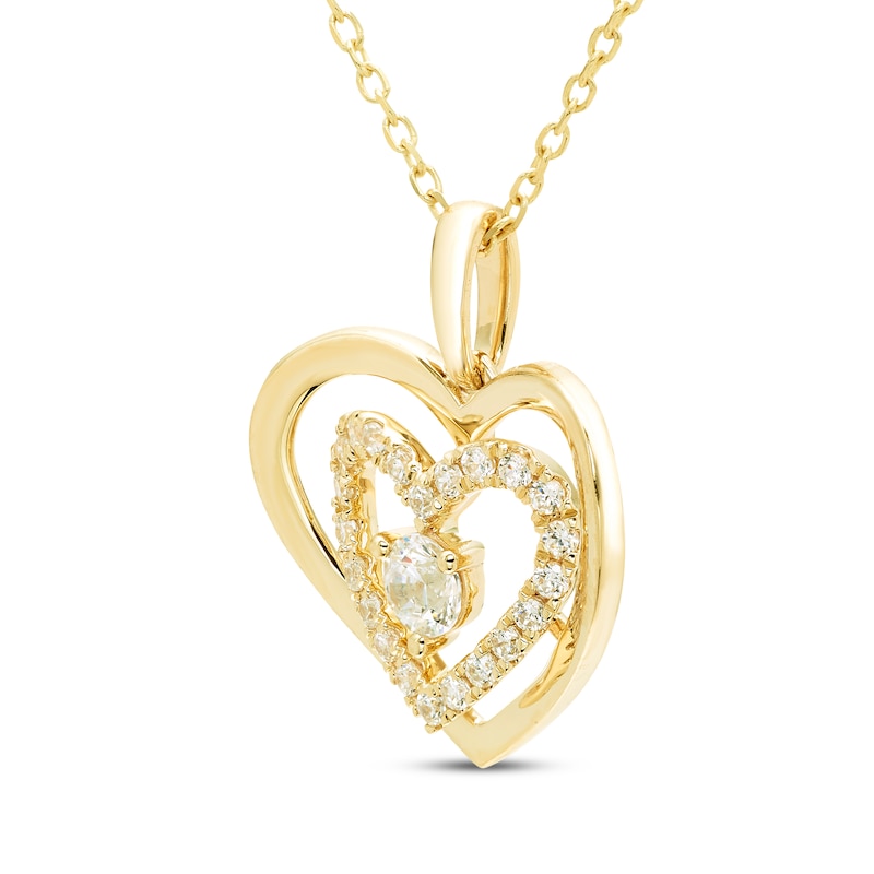 Main Image 2 of Believe in Love Diamond Double Heart Necklace 1/2 ct tw 10K Yellow Gold 18&quot;