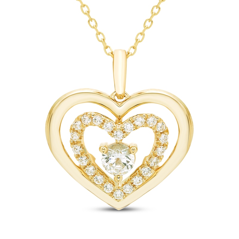 Main Image 1 of Believe in Love Diamond Double Heart Necklace 1 ct tw 10K Yellow Gold 18&quot;