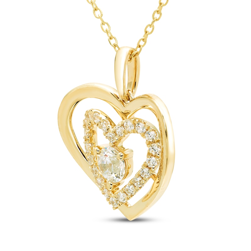 Main Image 2 of Believe in Love Diamond Double Heart Necklace 1 ct tw 10K Yellow Gold 18&quot;