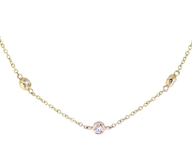 Main Image 1 of Lab-Grown Diamonds by KAY Bezel-Set Station Necklace 1 ct tw 14K Yellow Gold 19&quot;