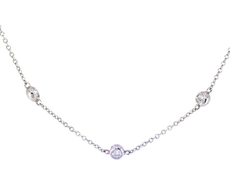 Main Image 1 of Lab-Grown Diamonds by KAY Bezel-Set Station Necklace 1 ct tw 14K White Gold 19&quot;