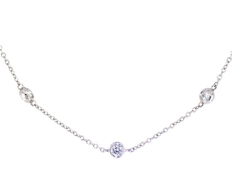 Main Image 1 of Lab-Grown Diamonds by KAY Bezel-Set Station Necklace 1 ct tw 14K White Gold 19&quot;