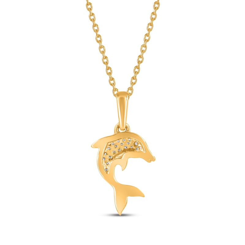 Main Image 3 of Diamond Dolphin Necklace 1/20 ct tw 10K Yellow Gold 18&quot;