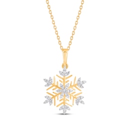 Diamond Snowflake Necklace 1/10 ct tw 10K Yellow Gold 18&quot;