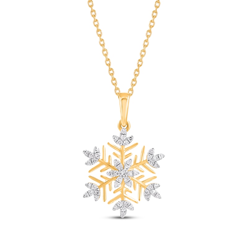 Main Image 1 of Diamond Snowflake Necklace 1/10 ct tw 10K Yellow Gold 18&quot;