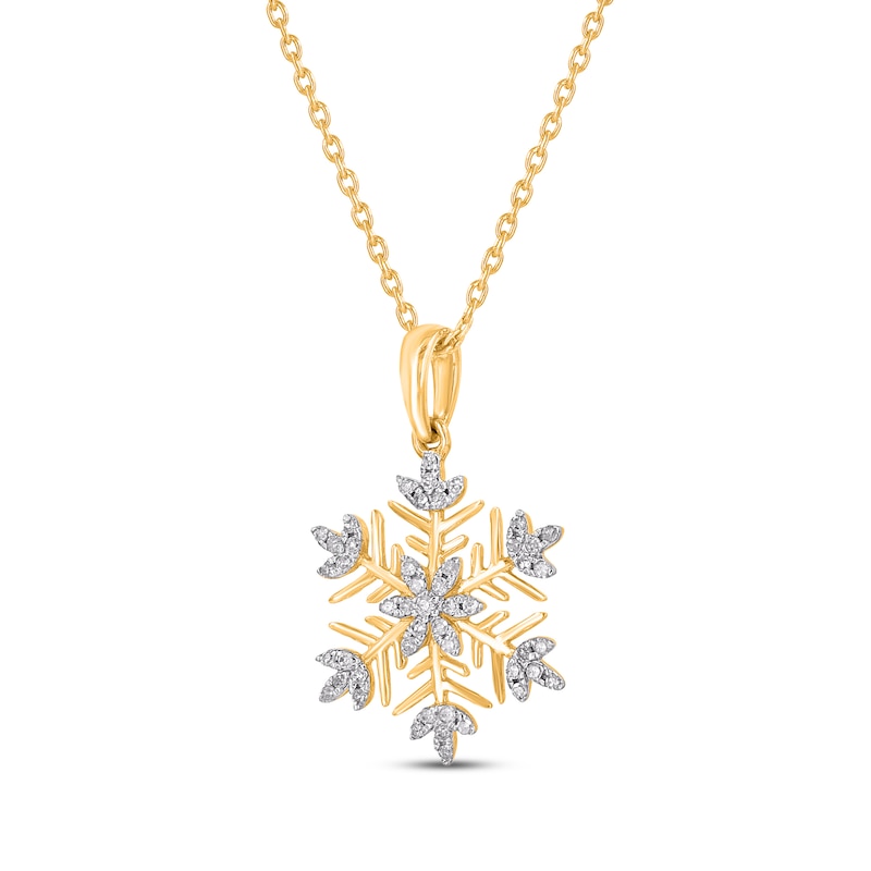 Main Image 2 of Diamond Snowflake Necklace 1/10 ct tw 10K Yellow Gold 18&quot;