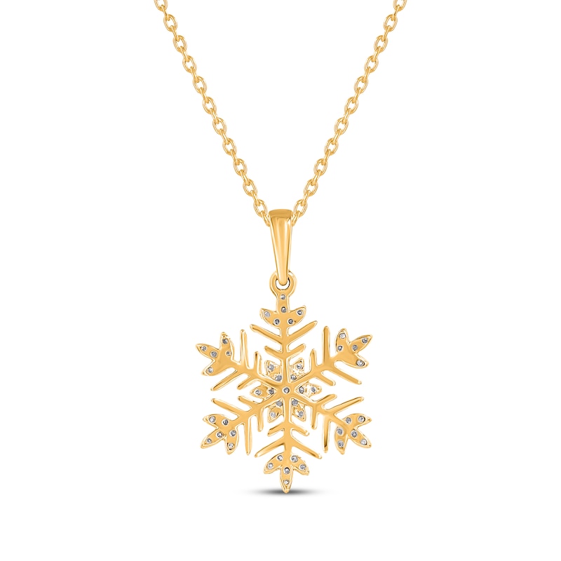 Main Image 3 of Diamond Snowflake Necklace 1/10 ct tw 10K Yellow Gold 18&quot;