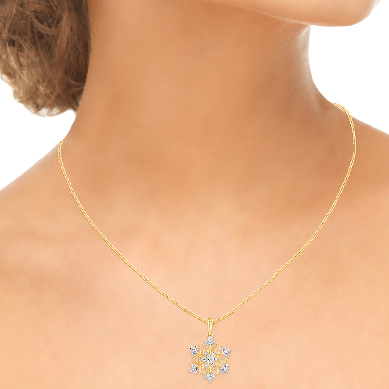 Main Image 5 of Diamond Snowflake Necklace 1/10 ct tw 10K Yellow Gold 18&quot;