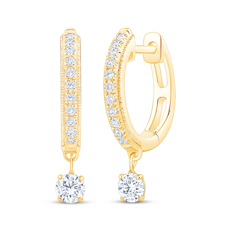 Unstoppable Love Diamond Dangle Hoop Earrings 3/8 ct tw 10K Yellow Gold