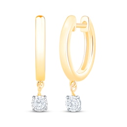 Unstoppable Love Diamond Dangle Hoop Earrings 1/10 ct tw 10K Two-Tone Gold