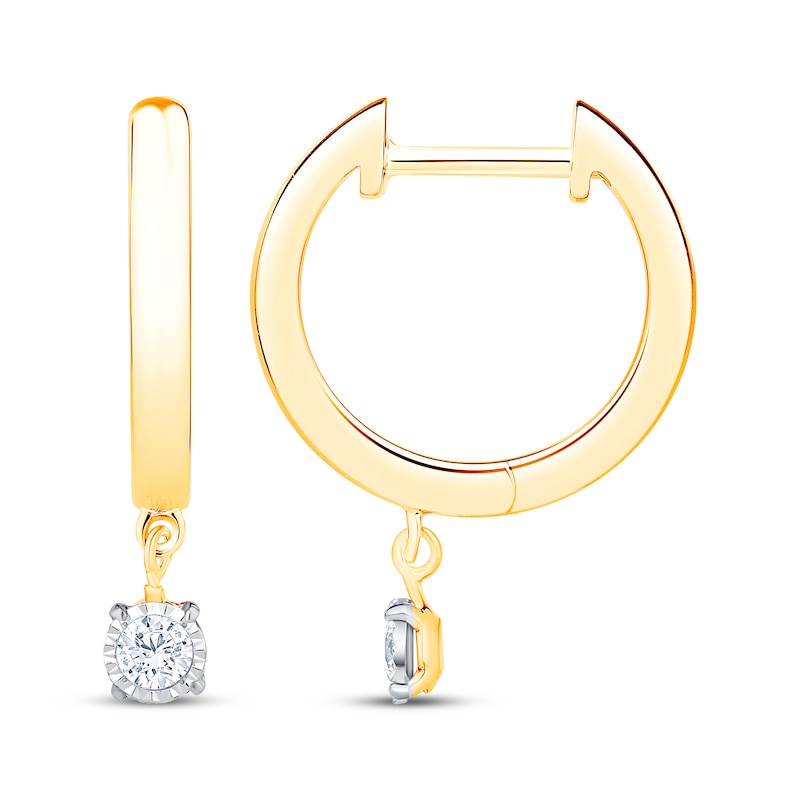 Unstoppable Love Diamond Dangle Hoop Earrings 1/10 ct tw 10K Two-Tone Gold