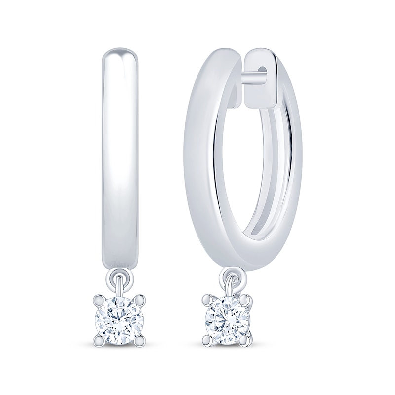 Unstoppable Love Diamond Dangle Hoop Earrings 1/4 ct tw 10K White Gold