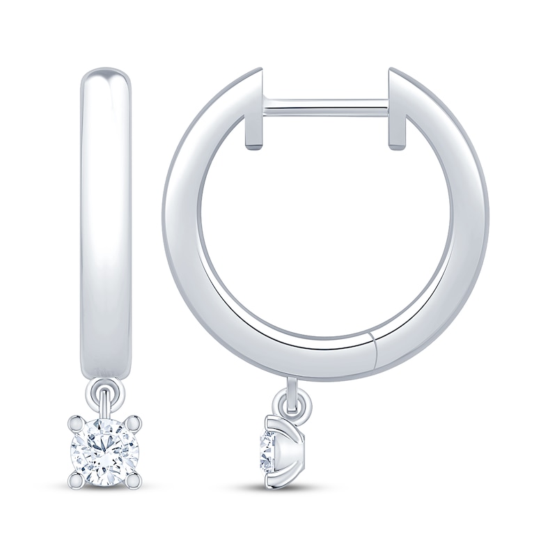 Unstoppable Love Diamond Dangle Hoop Earrings 1/4 ct tw 10K White Gold