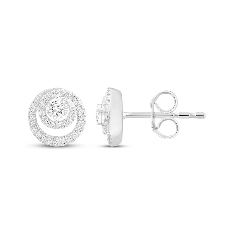 Main Image 1 of Unstoppable Love Diamond Spiral Stud Earrings 1/2 ct tw 10K White Gold