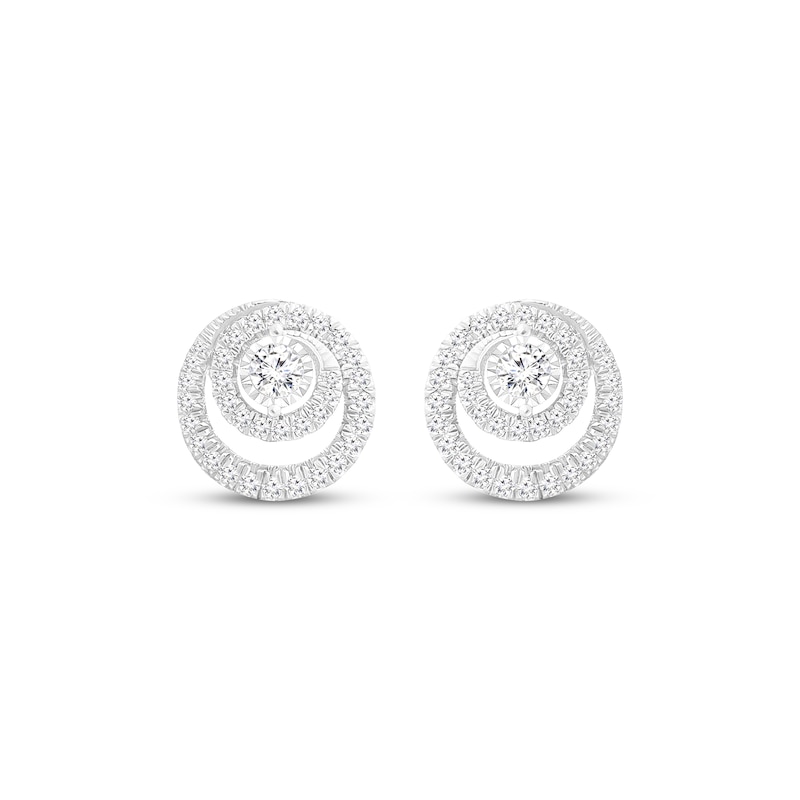 Main Image 2 of Unstoppable Love Diamond Spiral Stud Earrings 1/2 ct tw 10K White Gold