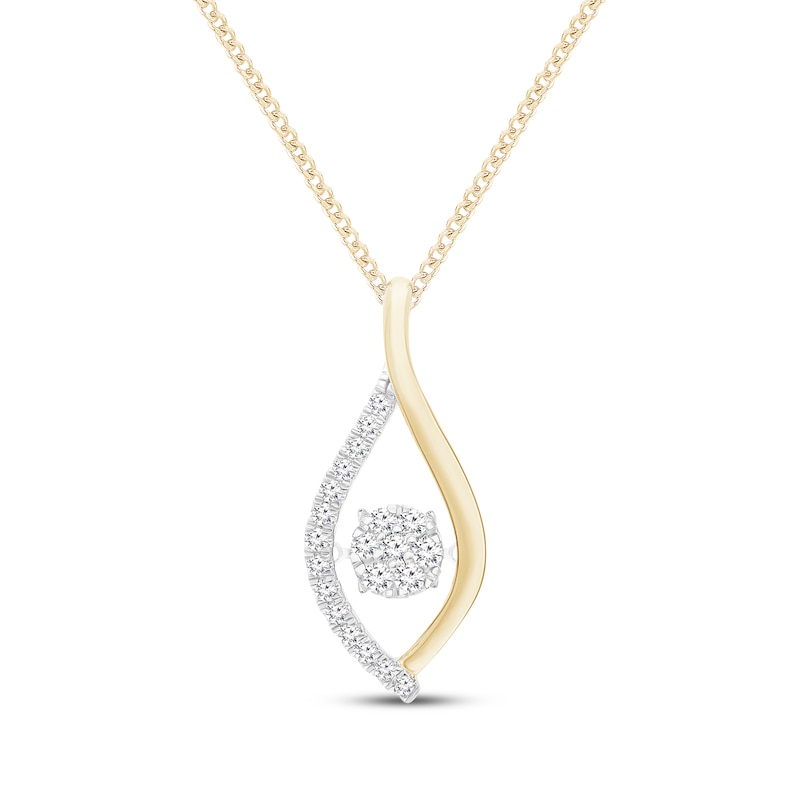 Main Image 1 of Unstoppable Love Multi-Diamond Necklace 1/5 ct tw 10K Yellow Gold 18&quot;