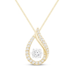 Unstoppable Love Diamond Teardrop Necklace 1/3 ct tw 10K Yellow Gold 19&quot;