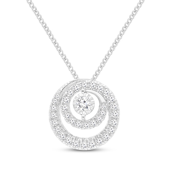 Unstoppable Love Diamond Spiral Necklace 1/3 ct tw 10K White Gold 19"
