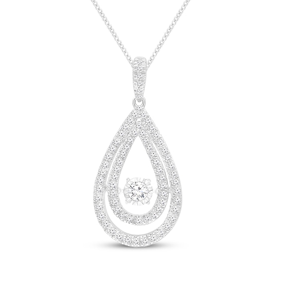 Unstoppable Love Diamond Double Teardrop Necklace 1/2 ct tw 10K White Gold 19"