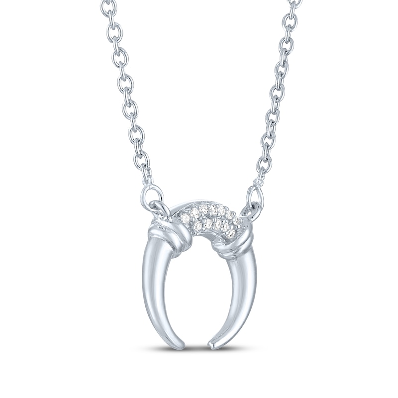 Main Image 3 of Diamond Accent Crescent Moon Necklace Sterling Silver 18&quot;