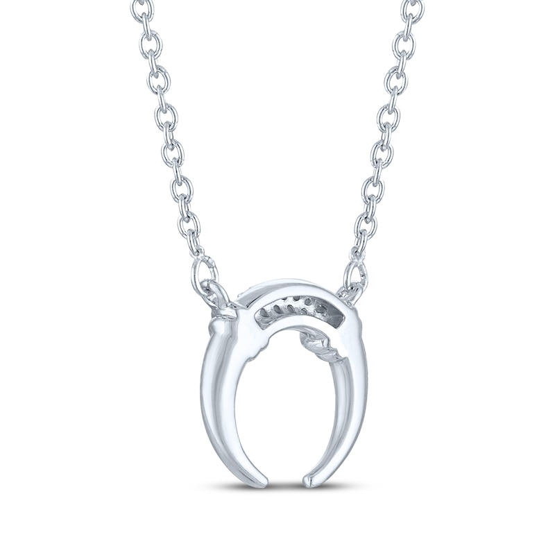 Main Image 4 of Diamond Accent Crescent Moon Necklace Sterling Silver 18&quot;