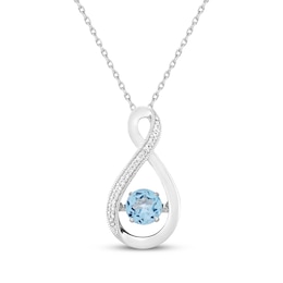 Swiss Blue Topaz & White Lab-Created Sapphire Infinity Necklace Sterling Silver 18&quot;