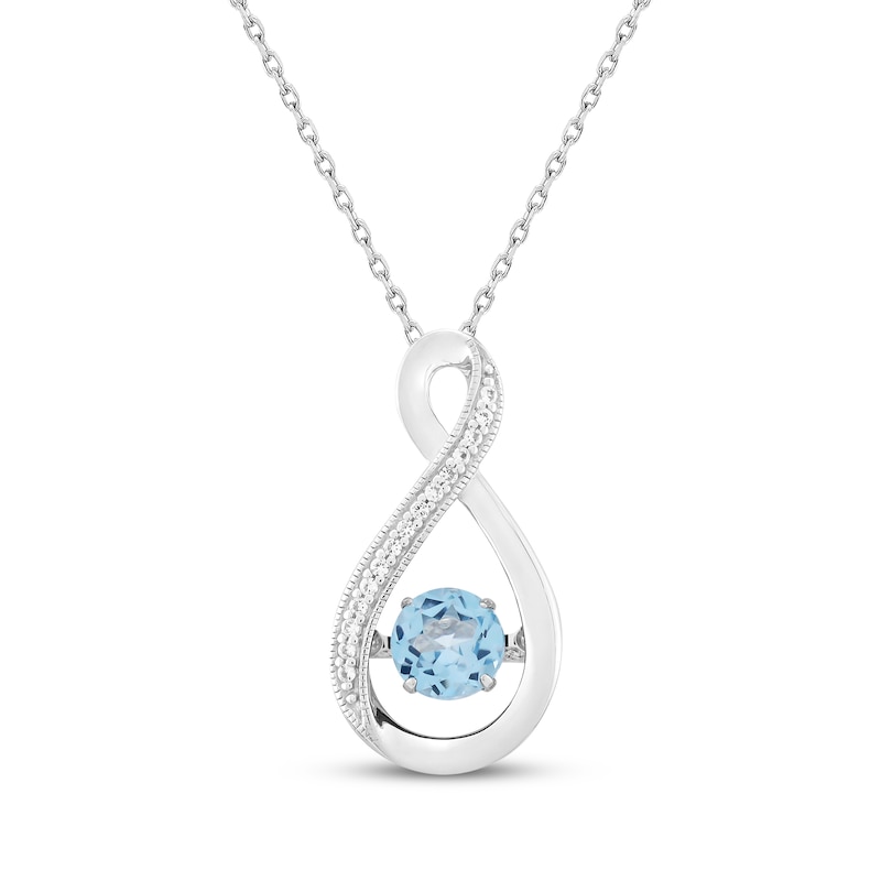 Swiss Blue Topaz & White Lab-Created Sapphire Infinity Necklace Sterling Silver 18"