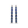 Thumbnail Image 2 of Oval-Cut Blue Lab-Created Sapphire Hoop Earrings Sterling Silver