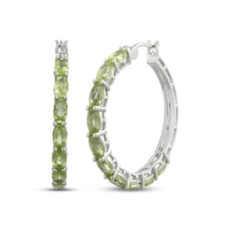 Oval-Cut Peridot Hoop Earrings Sterling Silver