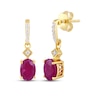 Thumbnail Image 1 of Oval-Cut Natural Ruby & Diamond Drop Earrings 1/15 ct tw 14K Yellow Gold