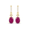 Thumbnail Image 2 of Oval-Cut Natural Ruby & Diamond Drop Earrings 1/15 ct tw 14K Yellow Gold