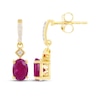 Thumbnail Image 3 of Oval-Cut Natural Ruby & Diamond Drop Earrings 1/15 ct tw 14K Yellow Gold