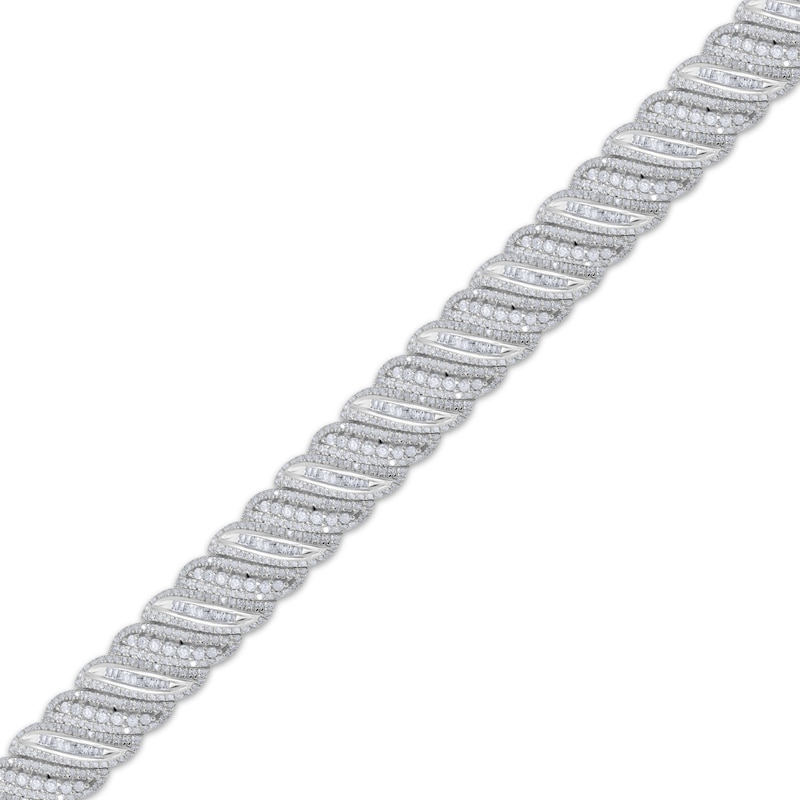 Main Image 2 of Baguette & Round-Cut Diamond Alternating Link Bracelet 5 ct tw 10K White Gold 7&quot;