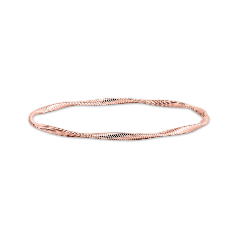 Main Image 1 of Twist Slip-On Bangle Bracelet 14K Rose Gold 8&quot;