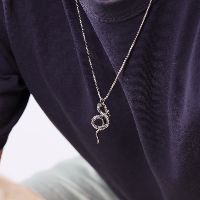 Main Image 3 of Men's Snake Necklace Stainless Steel & Black Ion Plating 24"