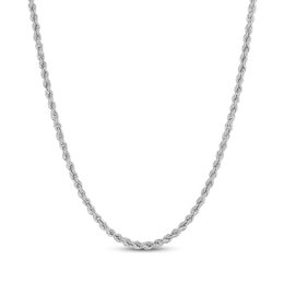 Glitter Rope Chain Necklace 1.95mm Hollow 14K White Gold 22&quot;