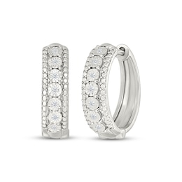 Diamond Beaded-Edge Hoop Earrings 1/15 ct tw Sterling Silver