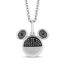 Disney Treasures Mickey Mouse Black Diamond Necklace 1/20 ct tw Sterling Silver 19&quot;