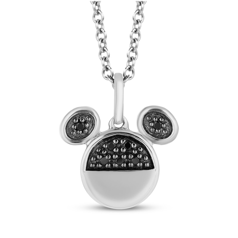 Main Image 1 of Disney Treasures Mickey Mouse Black Diamond Necklace 1/20 ct tw Sterling Silver 19"